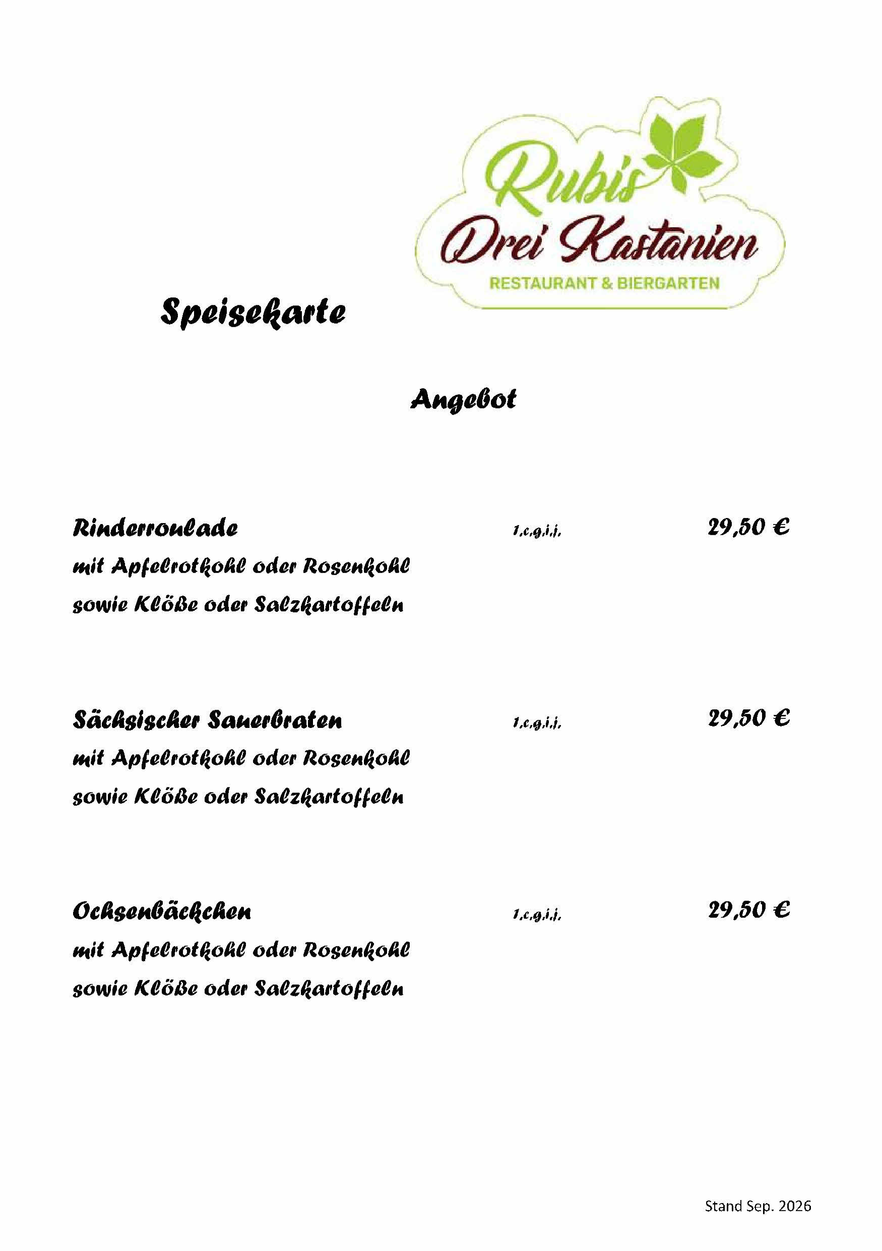 Speisekarte